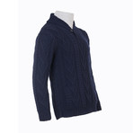 Shawl Collar Single Button Sweater // Navy (Small)