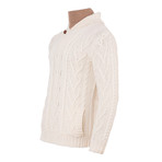 Shawl Collar Single Button Sweater // Natural (Small)