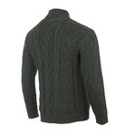 Zip Neck Fisherman Sweater // Army Green (Small)