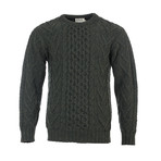 Merino Aran Sweater // Army Green (Small)