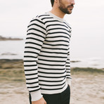 Heritage Fisherman Sweater // White + Rich Navy (L)