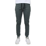 French Terry Slim Fit Zipper Pocket Joggers // Charcoal (XL)