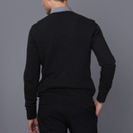 Solid V-Neck Pullover // Black Melange (M)