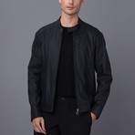 Jeremiah Leather Jacket // Navy Tafta (L)