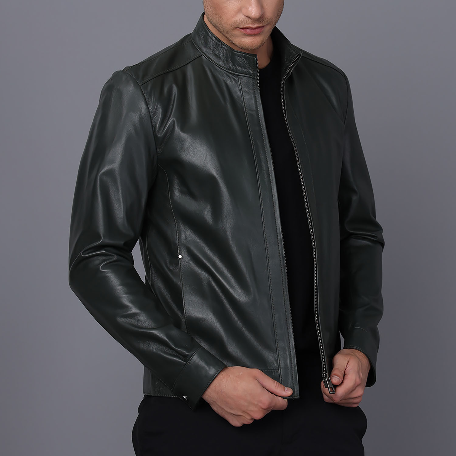 Andrew Leather Jacket // Green (S) - Basics&More PERMANENT STORE ...