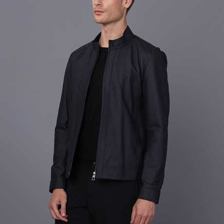 Mateo Leather Jacket // Navy (2XL)