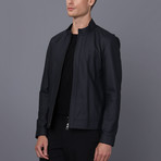 Mateo Leather Jacket // Navy (3XL)