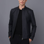 Mateo Leather Jacket // Navy (3XL)