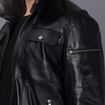 Faux Fur Flight Jacket // Black (XL)