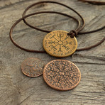 Viking Necklace and Coin Bundle // Vegvisir Necklace + Helm of Awe Coin + Vinland Coin