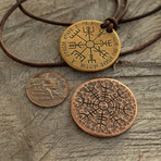 Viking Necklace and Coin Bundle // Vegvisir Necklace + Helm of Awe Coin + Vinland Coin
