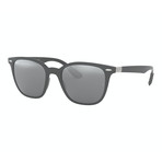 Men's Square Sunglasses // Matte Dark Gray + Gray Mirror + Silver Gradient