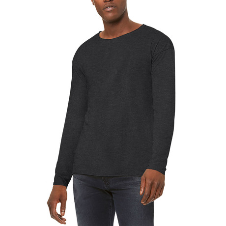 Ultra Soft Sueded Raw Hem Long-Sleeve Shirt // Charcoal (S)