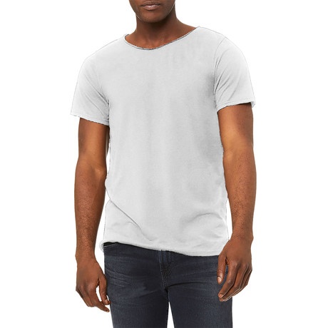 Ultra Soft Sueded Raw Hem T-Shirts // White (S)
