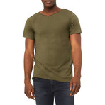 Ultra Soft Sueded Raw Hem T-Shirts // Olive (L)