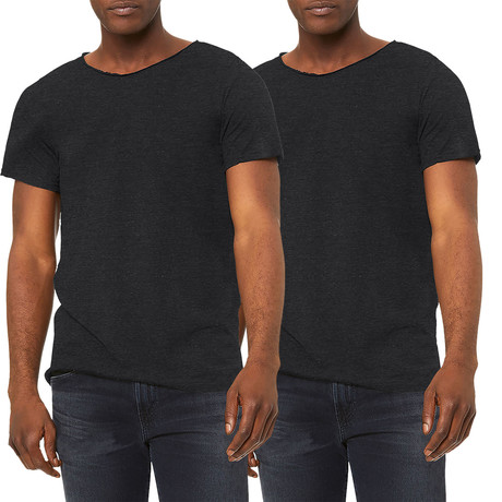 Ultra Soft Sueded Raw Hem T-Shirts // Charcoal // Pack of 2 (S)