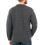 Traditional Aran Crew Neck Sweater // Charcoal (Small)