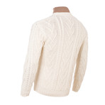 V Neck Cable Cardigan // Natural (Small)