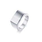 Rectangular Signet Ring // White (Size 7)