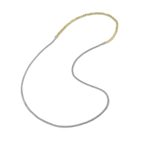 Two-Tone Curb Chain Necklace // White + Gold