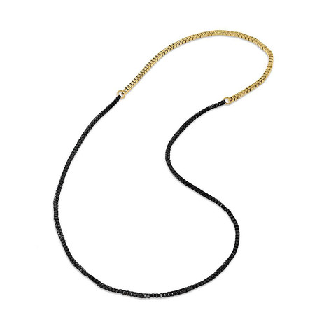 Two-Tone Curb Chain Necklace // Black + Gold