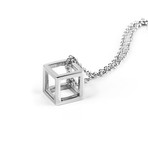 Stainless Steel Cube Necklace // White