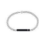 Bars Black Onyx Plate Bracelet // White (7.5'')
