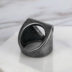 Aged Triangle Band Signet Ring // White (Size 7)
