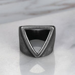 Aged Triangle Band Signet Ring // White (Size 7)