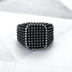 Square Dotted Signet Ring // White (Size 7)