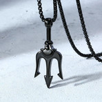 Fork Pendant Necklace // Black