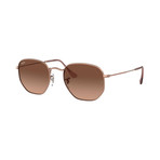 Unisex Hexagonal Flat Lens Sunglasses // Bronze Copper + Brown Gradient