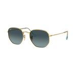 Unisex Hexagonal Flat Lens Sunglasses // Gold + Gray Gradient