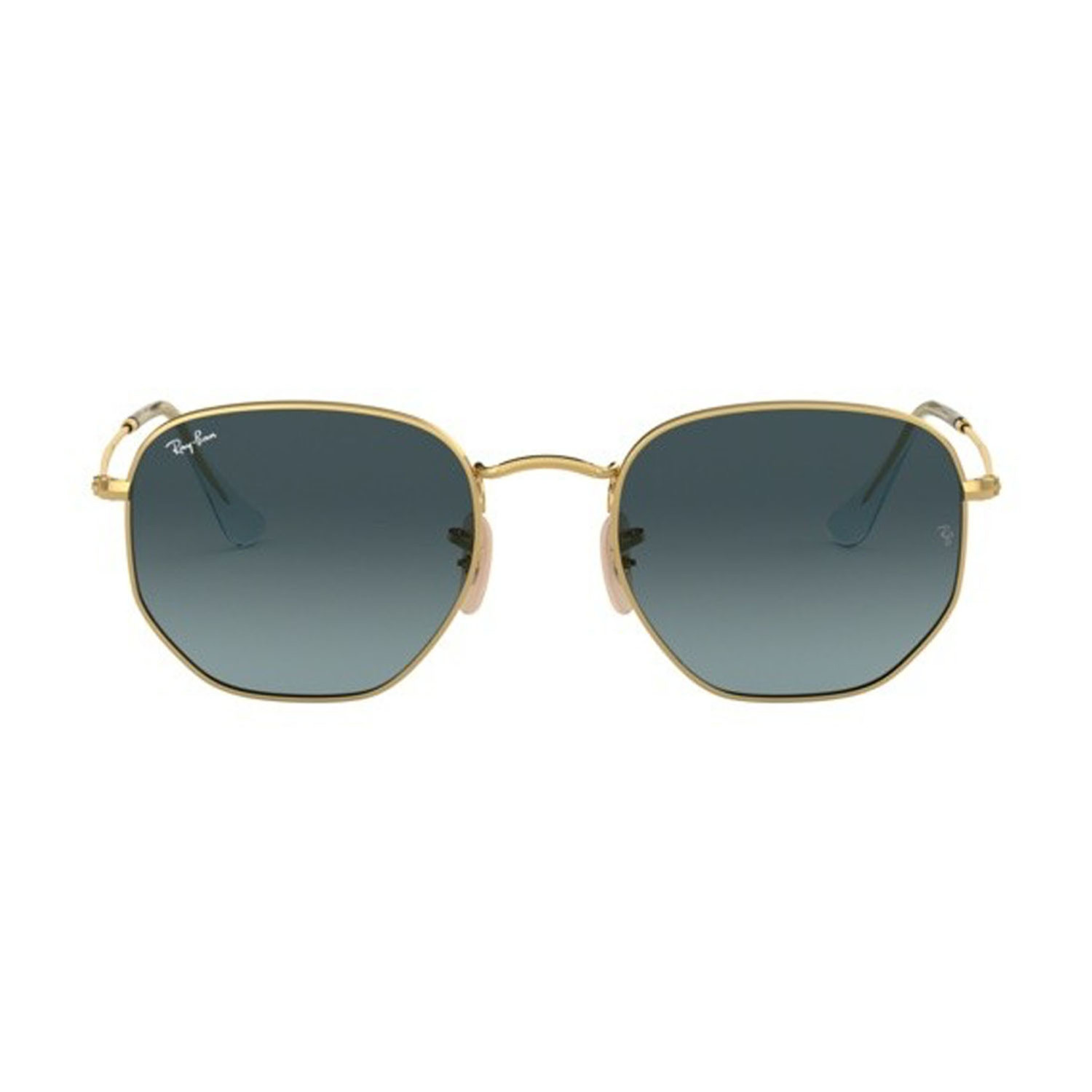 Unisex Hexagonal Flat Lens Sunglasses // Gold + Gray