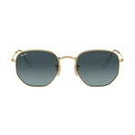 Unisex Hexagonal Flat Lens Sunglasses // Gold + Gray Gradient