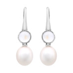Assael 18k White Gold Moonstone + South Sea Pearl Earrings III