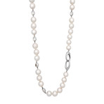 Assael 18k White Gold Single Strand Moonstone + South Sea Pearl Necklace II