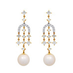 Assael 18k Two-Tone Gold Diamond + South Sea Pearl Earrings