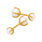 Assael 18k Yellow Gold Japanese Akoya + South Sea Pearl Cufflinks Set