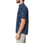Short Sleeve Button Down Shirt // Floral Line Print (2XL)
