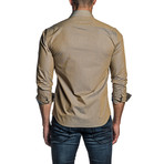 Long Sleeve Button Up Shirt // Tan (M)