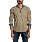 Long Sleeve Button Up Shirt // Tan (L)
