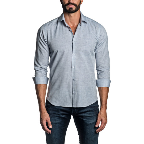 Long Sleeve Button Up Shirt // Blue Melange (S)