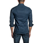 Check Long Sleeve Button Up Shirt // Dark Blue (L)