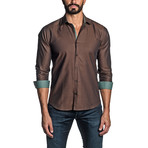 Jax Long Sleeve Button Up Shirt // Brown (S)