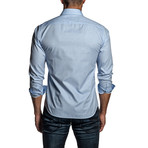 Jacquard Long Sleeve Button Up Shirt // Light Blue (S)