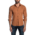 Striped Long Sleeve Button Up Shirt // Orange (L)