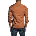 Striped Long Sleeve Button Up Shirt // Orange (XL)