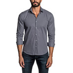 Micro Print Long Sleeve Button Up Shirt // Navy (S)