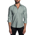 Gingham Long Sleeve Button Up Shirt // Green + Black (XL)